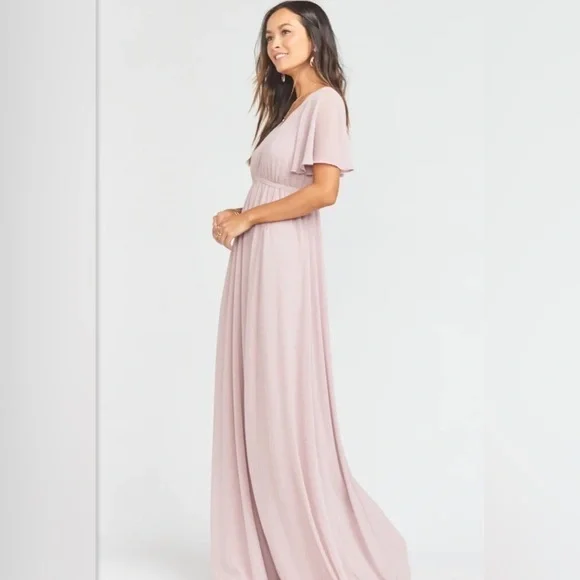 knee length dresses for ladies EMILIA RUCHED EMPIRE MAXI DRESS